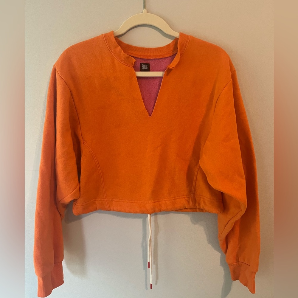 Urban Outfitters BDG Orange Cropped Sweatshirt with Tie